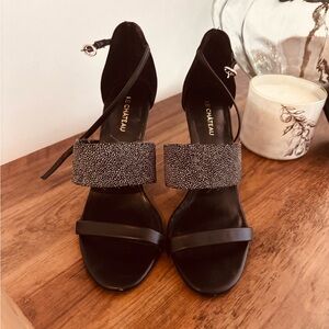 Le Chateau Black and Silver Women's Heels